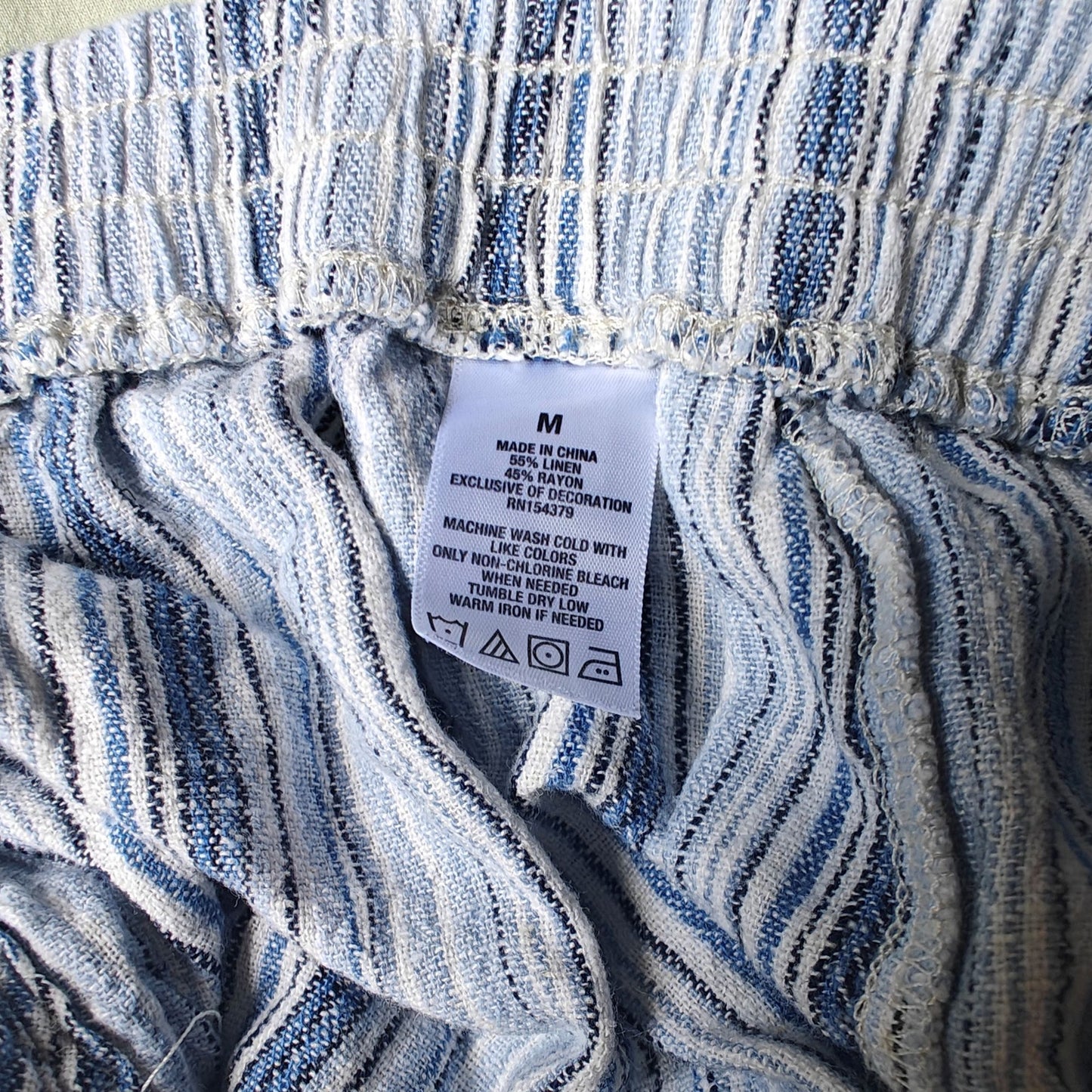 Aéropostale Striped Tassel Drawstring Shorts Blue/White Boho Pom-Pom Trim Beach Lounge