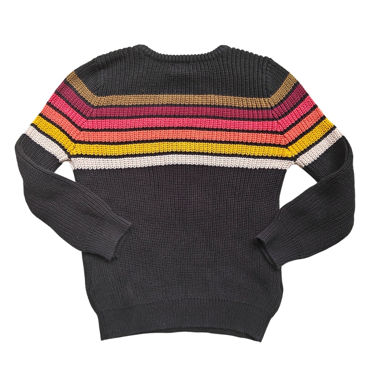 Lulu Kids Sweater 4/5 Rainbow Stripe Crewneck Knit Charcoal Gray