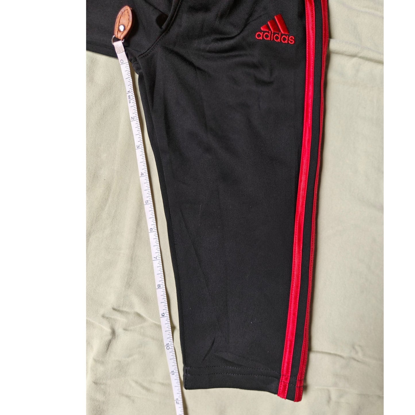 Adidas Toddler Track Pants 18M Black Red 3-Stripes Tricot Elastic Waist