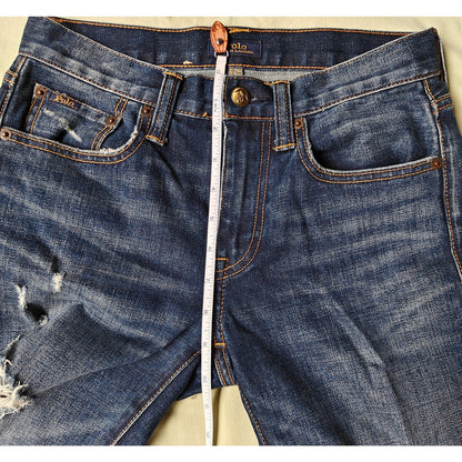 Polo Ralph Lauren Waverly Straight Crop Distressed Embroidered Jeans Sz 26
