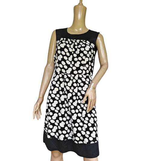 Leifnotes Black White Polka Dot Sleeveless Midi Dress Anthropologie Size 12