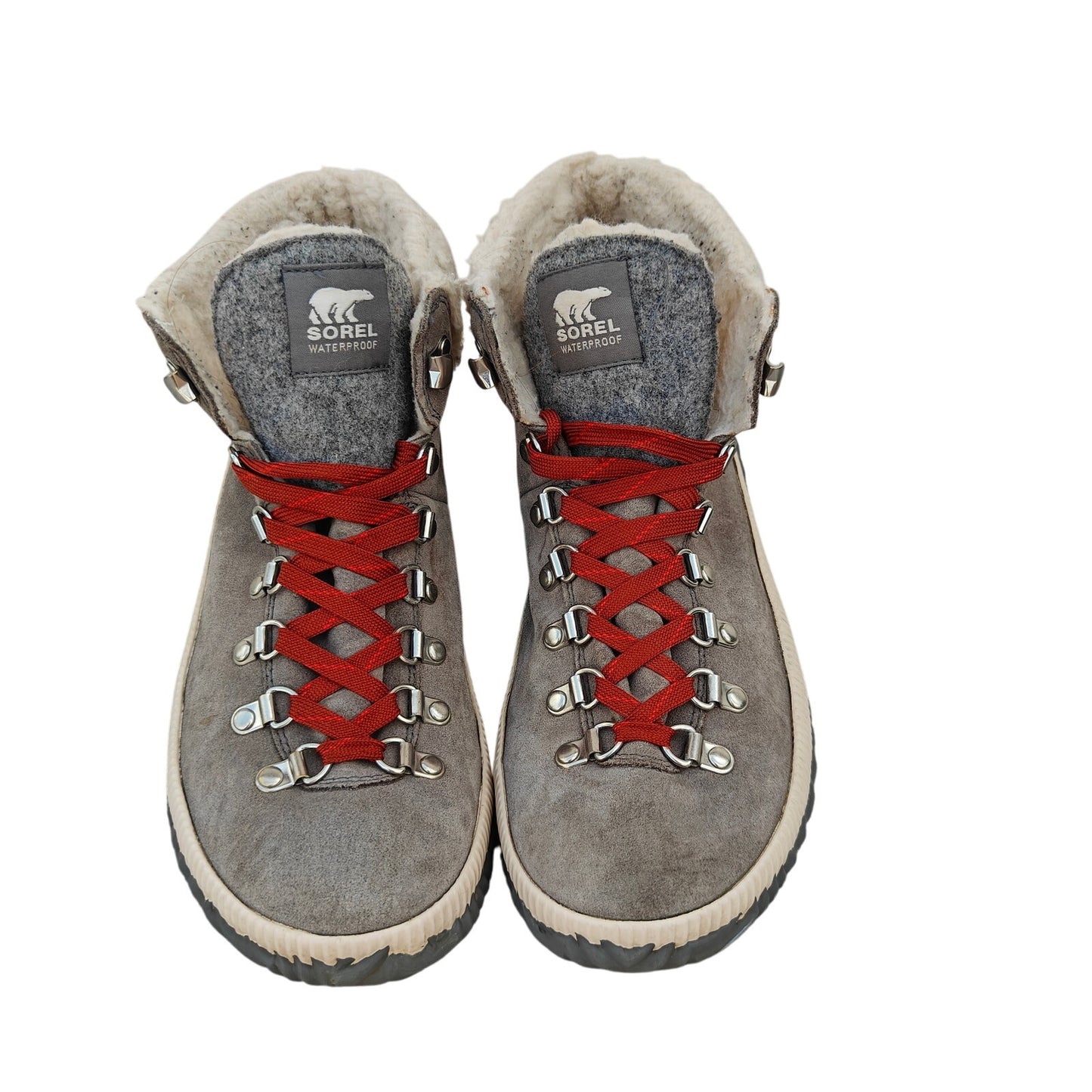 Sorel Out ’N About Conquest Waterproof Suede Shearling Boots, Gray