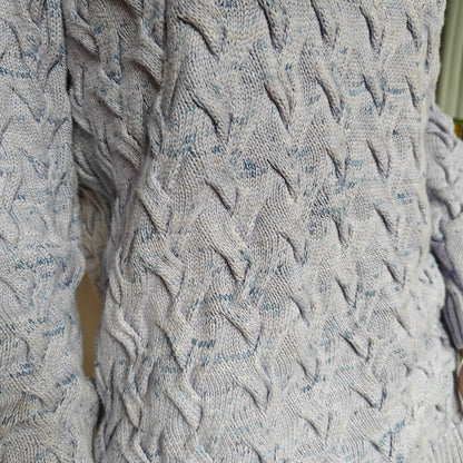 Lands’ End Drifter Cable Knit Sweater Girls L 14/16 Lavender 100% Cotton