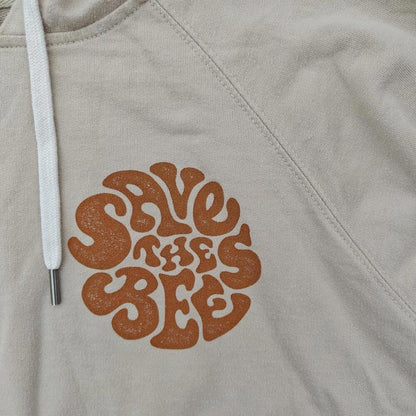 Hive Supply Co Save The Bees Hoodie Beige Graphic Pullover Sweatshirt Unisex