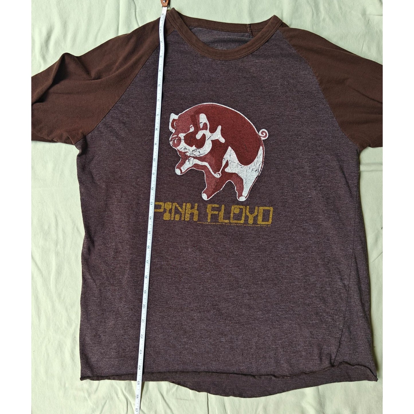 Pink Floyd “Animals” Pig Raglan Baseball Tee Brown/Heather 3/4 Sleeve Concert Graphic (Est. Men’s L)