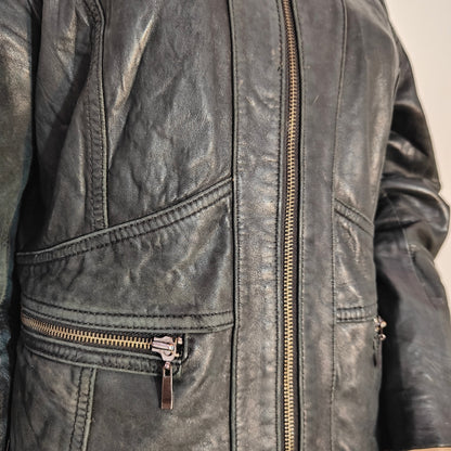 Kenneth Cole Reaction Black Leather Moto Jacket Women’s Large