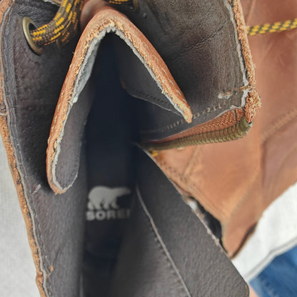 Sorel Joan of Arctic Wedge II Lace Boots Cattail Brown Size 9 EU40