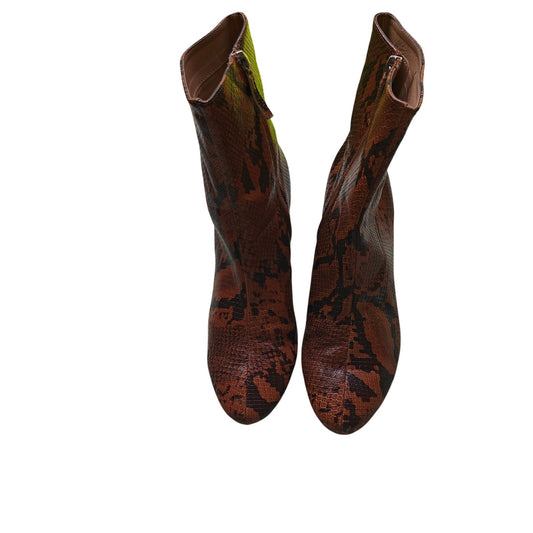 Urban Outfitters Snake Print Block Heel Ankle Boots Brown Black Size 9