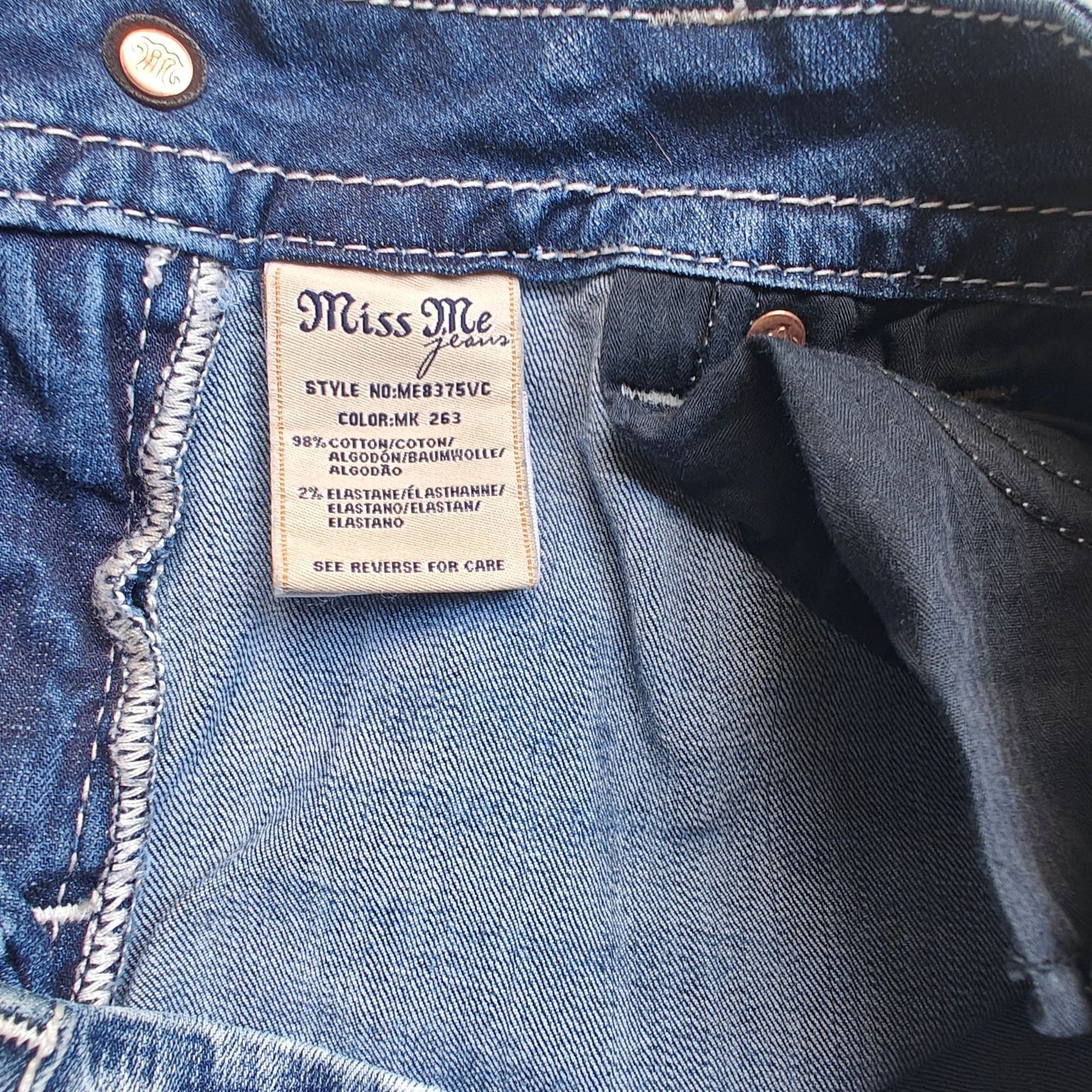 Miss Me Bootcut Jeans Size 28 Medium Wash Curvy Crop Embellished Denim