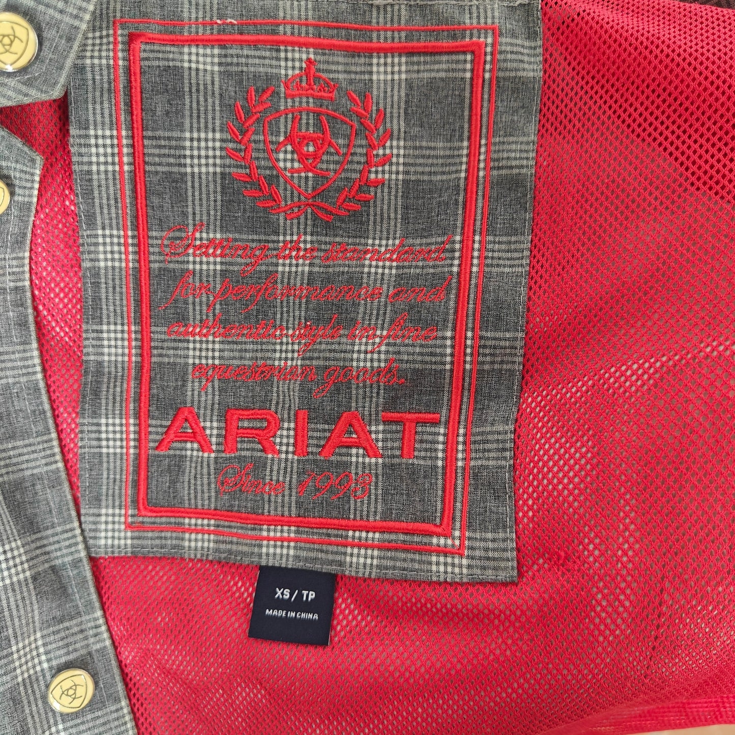 Ariat Plaid Softshell Field Jacket XS Gray Waterproof Zip Pockets Equestrian