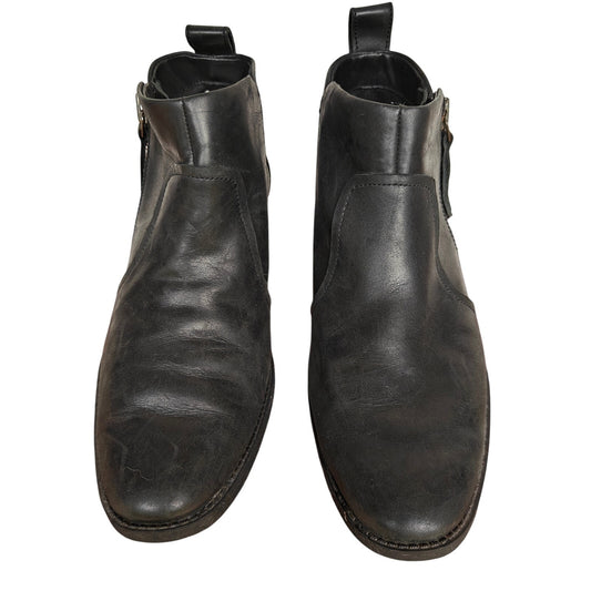 UGG Men’s Black Leather Ankle Boots Sz 10 Zip Buckle Chelsea Style
