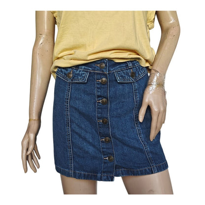 SO Button-Front Denim Mini Skirt Dark Wash Juniors 1/25W High Rise