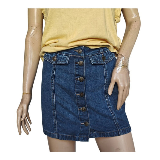 SO Button-Front Denim Mini Skirt Dark Wash Juniors 1/25W High Rise