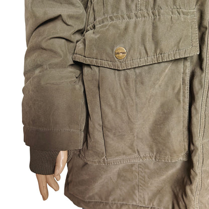 a.n.a Olive Faux-Fur Hooded Parka Coat Women’s L – Quilted Lining, Pockets