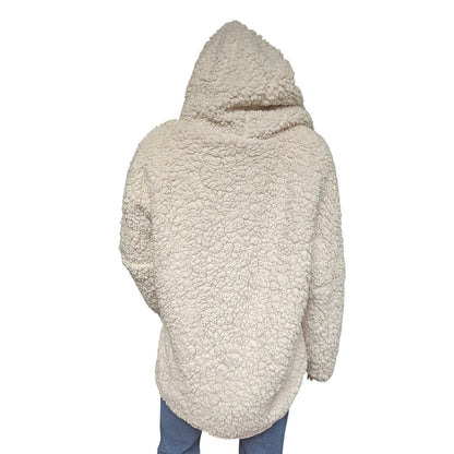Me Jane Reversible Sherpa Teddy Coat Hoodie XL – Blush Pink / Cream, Cozy Faux-Fur Jacket with Hood & Pockets