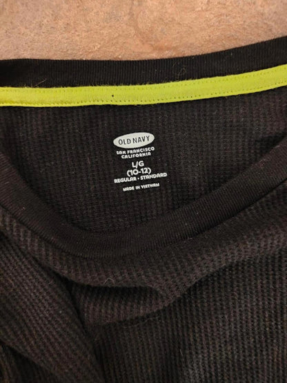Old Navy Black Waffle Knit Long Sleeve Black Shirt