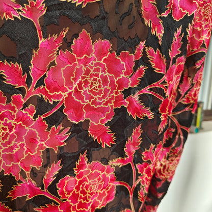 Victoria’s Secret Sheer Floral Nightgown Chemise Black/Red Sz Small