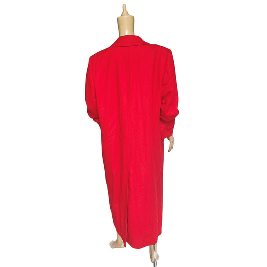 Pendleton 100% Virgin Wool Maxi Coat Red Double-Breasted Long Overcoat | Made in USA