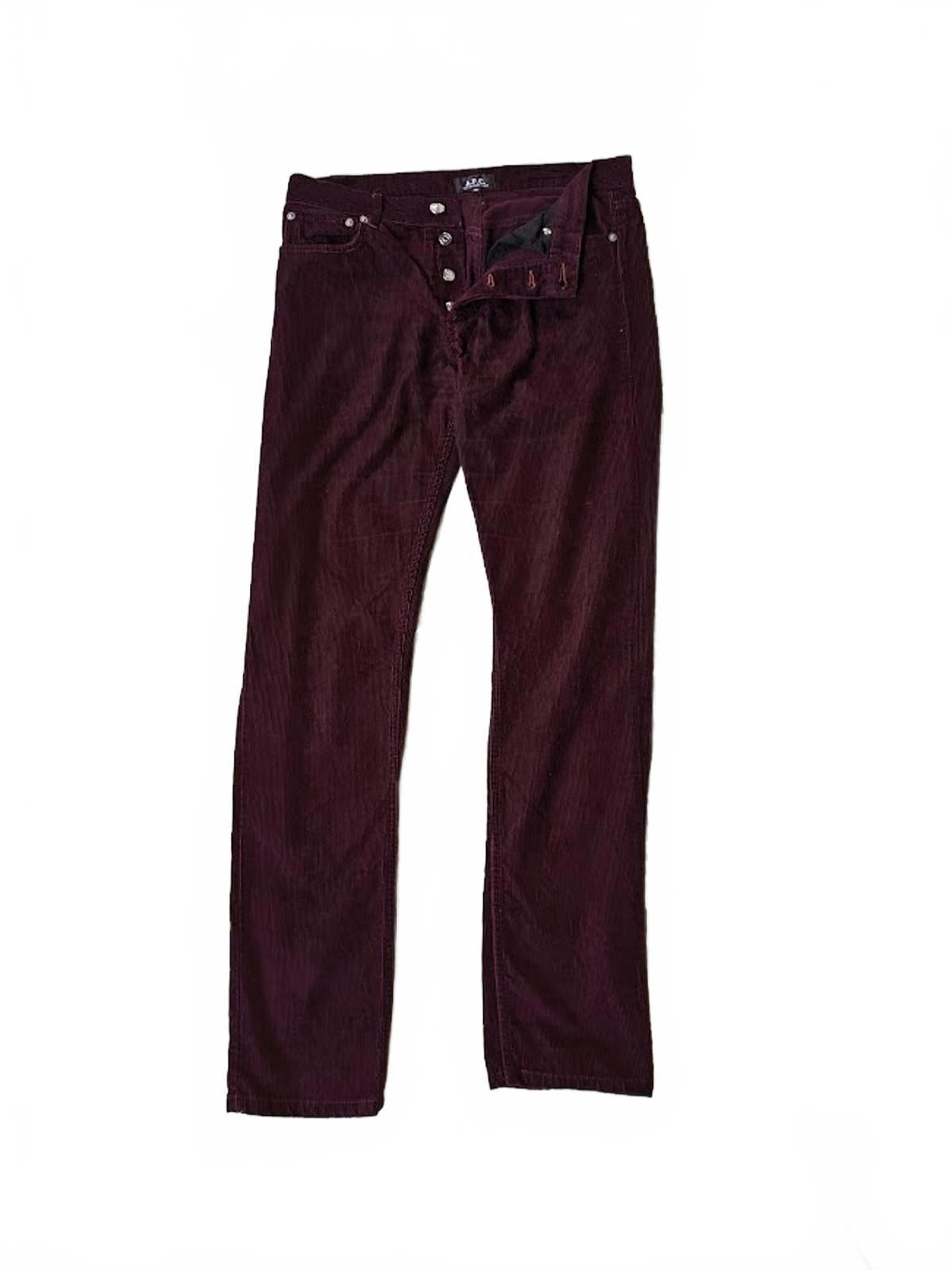 APC Burgundy Corduroy Straight Leg Pants - Size 30