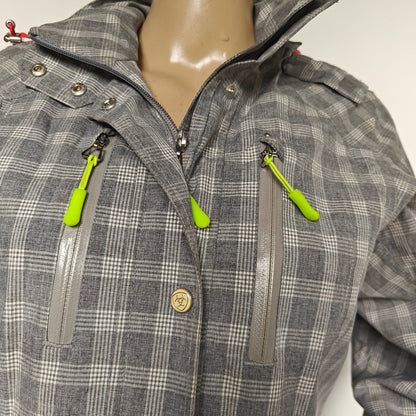 Ariat Plaid Softshell Field Jacket XS Gray Waterproof Zip Pockets Equestrian