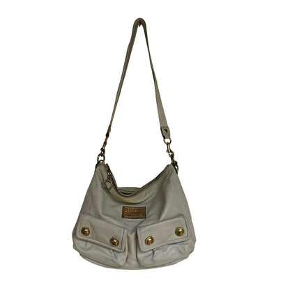 Coach Poppy Pocket Hobo 14681 – Ivory Leather Shoulder Bag, Gold Hardware, Double Front Pockets