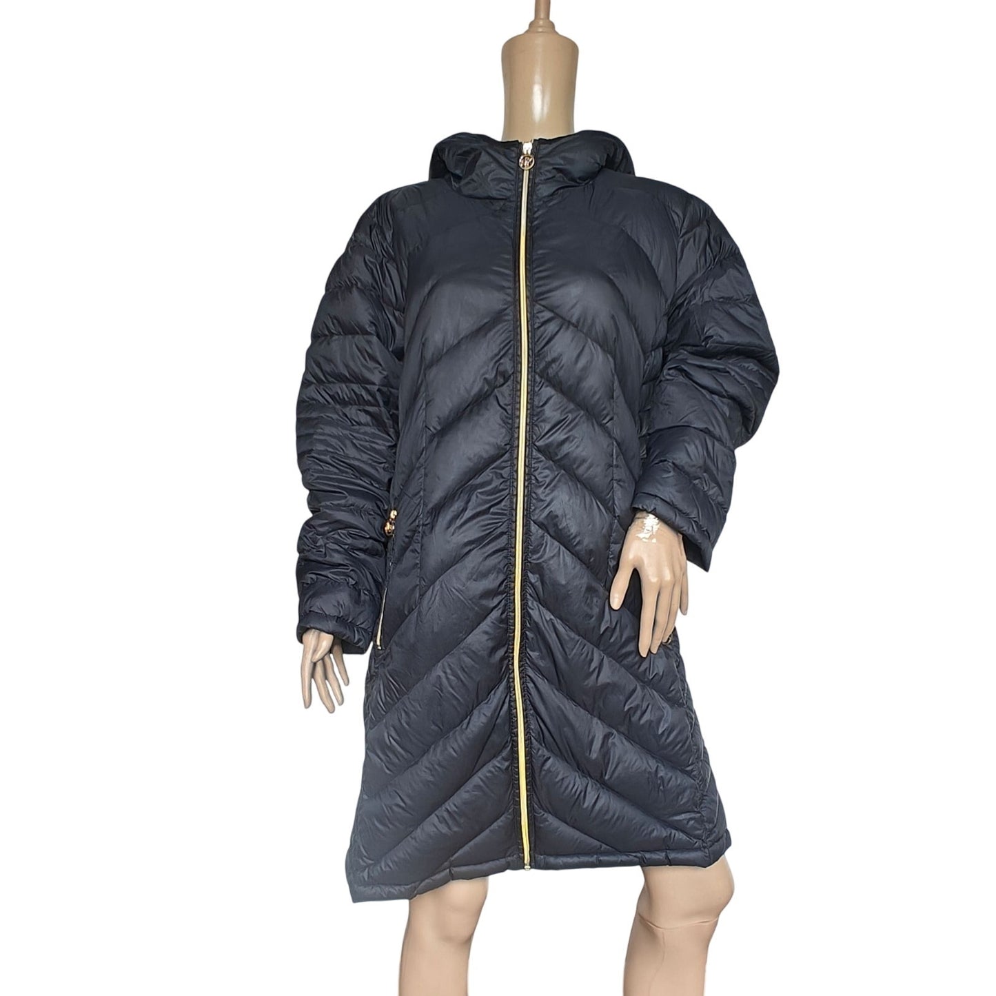 Michael Kors Packable Down Puffer Coat Black Hooded Long Jacket Women’s 1X Plus Size