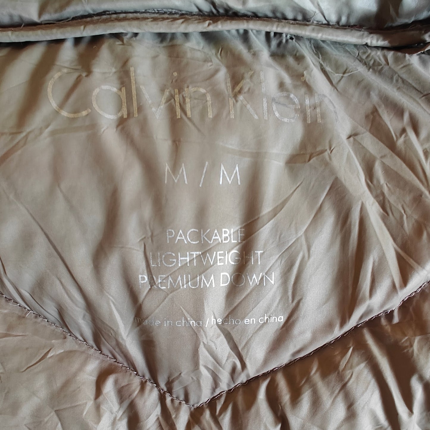 Calvin Klein Packable Down Puffer Coat Olive Hooded Quilted Women’s M