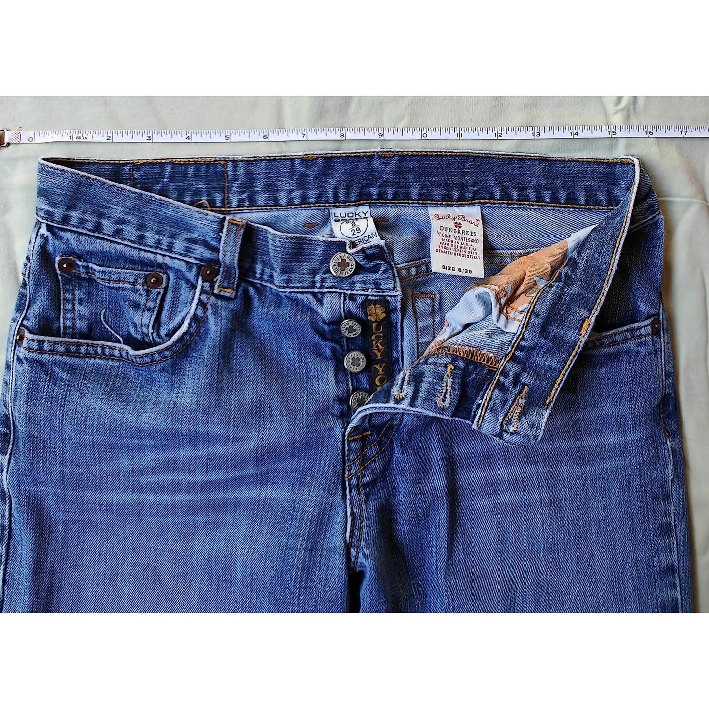 Lucky Brand Dungarees Women’s 8/29 Button Fly Straight Jeans Made USA