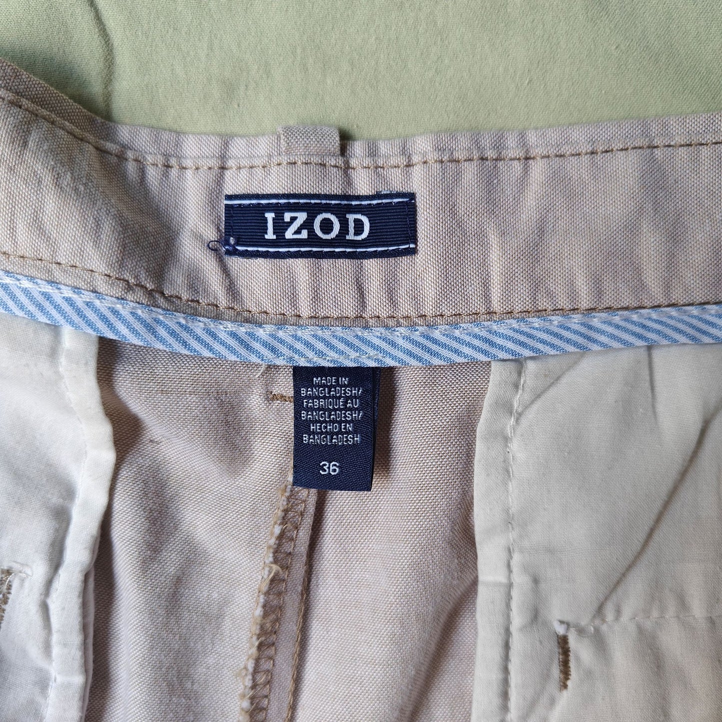 IZOD Men’s Linen-Blend Chino Shorts Sz 36