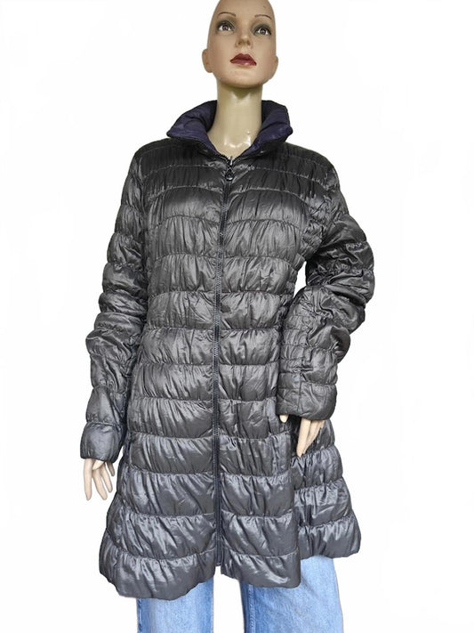 Laundry Gray Reversible Quilted Long Puffer Coat
