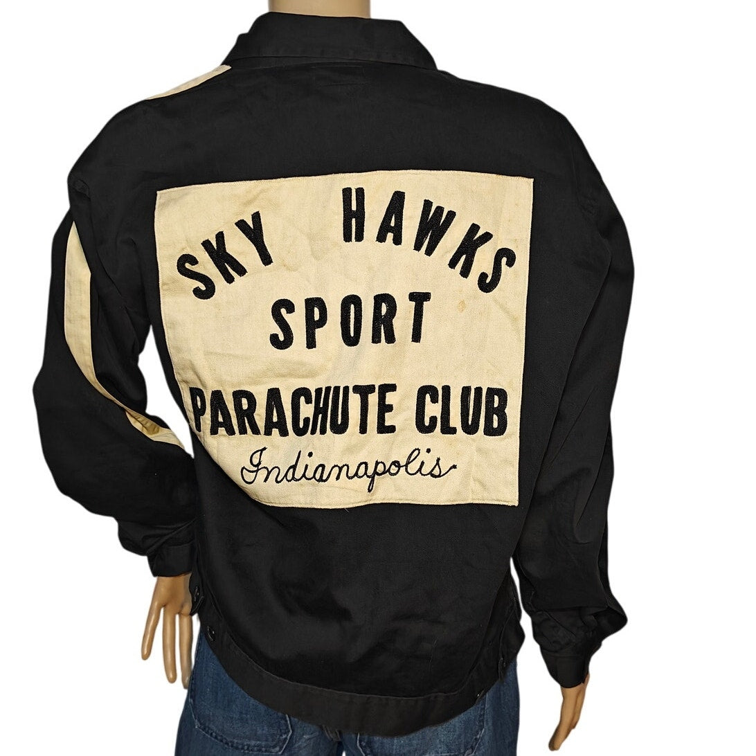 Vintage Hinchman Sky Hawks Parachute Club Jacket Indianapolis Black