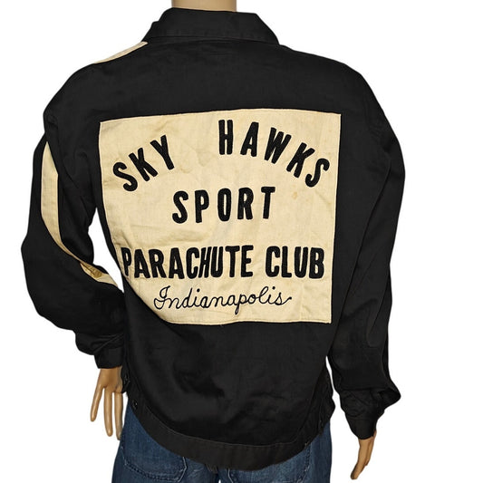 Vintage Hinchman Sky Hawks Parachute Club Jacket Indianapolis Black