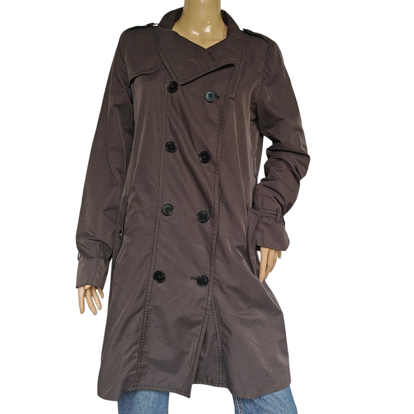 GAP Women’s Trench Coat Navy Double-Breasted Classic Water-Resistant