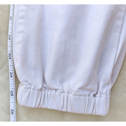 Paige Mayslie-Style White Denim Joggers Sz 28 High Rise Elastic Cuffs