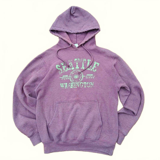 Seattle Washington Hoodie Unisex Pullover Sweatshirt Purple Graphic Travel