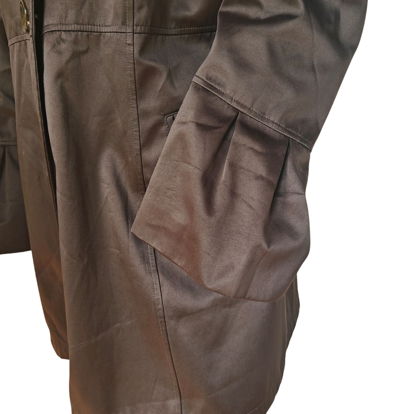 Apt. 9 Brown Swing/Car Coat – Big Button Front, Bell Sleeves, Quilted Lining | Women’s (Vintage Y2K/2000s)