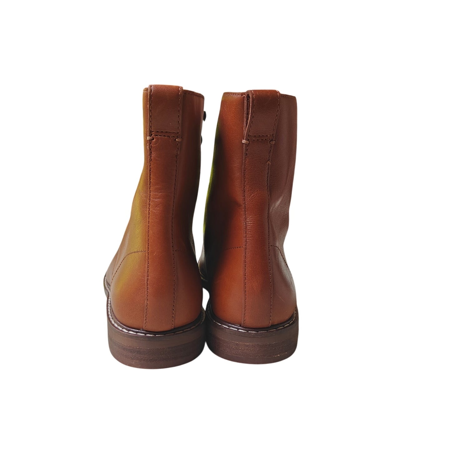 Madewell Brown Leather Lace-Up Combat Ankle Boots Women’s Size 10 Minimalist
