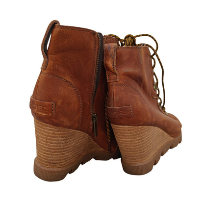 Sorel Joan of Arctic Wedge II Lace Boots Cattail Brown Size 9 EU40