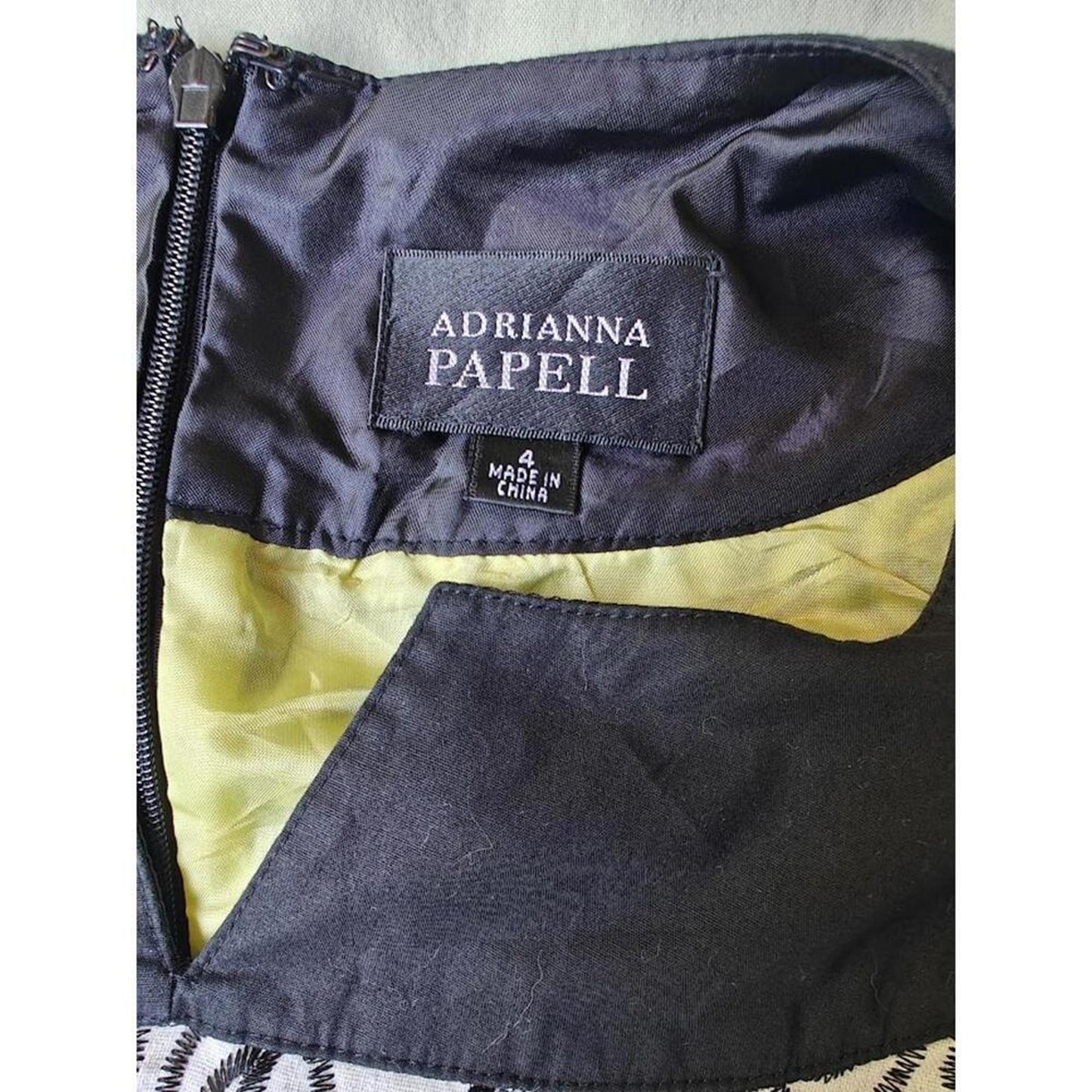 Adrianna Papell Black & White Geometric Sheath Dress, Contrast Collar