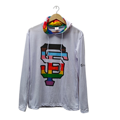 SF Giants Pride Rainbow Hooded Long Sleeve Tee White Unisex Fan Shirt