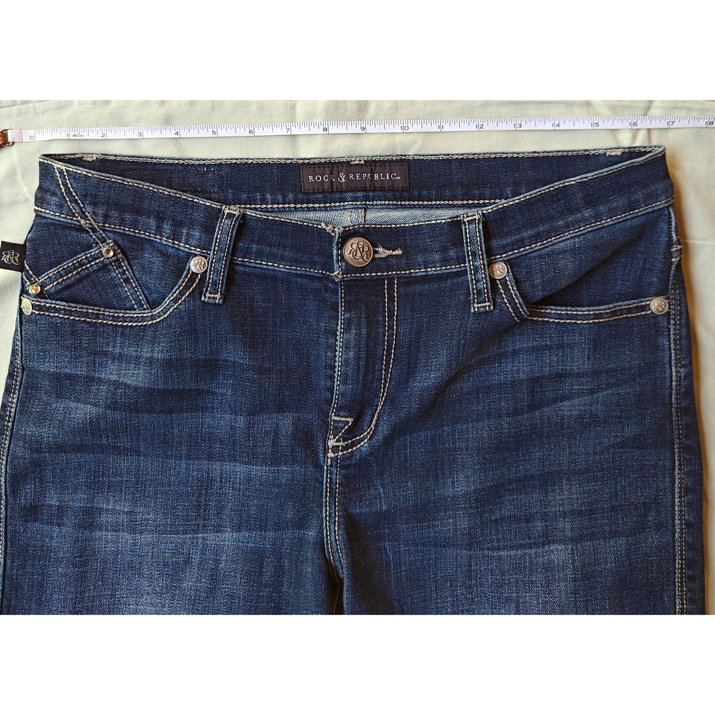 Rock & Republic Kasandra Mid Rise Bootcut Jeans 12M Dark Wash