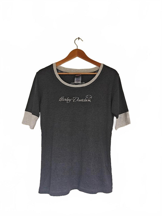 Harley Davidson Gray Ringer T-Shirt Women’s