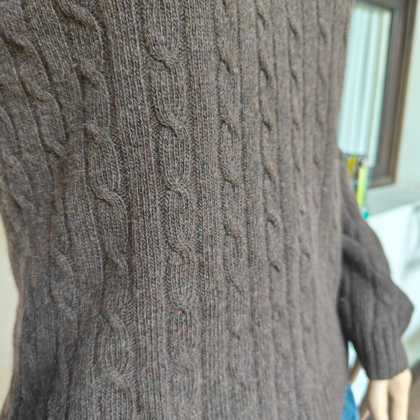 J.Crew Brown Cable Knit Crewneck Sweater Wool Blend