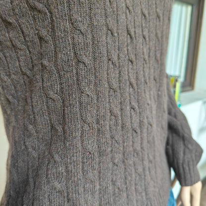 J.Crew Brown Cable Knit Crewneck Sweater Wool Blend