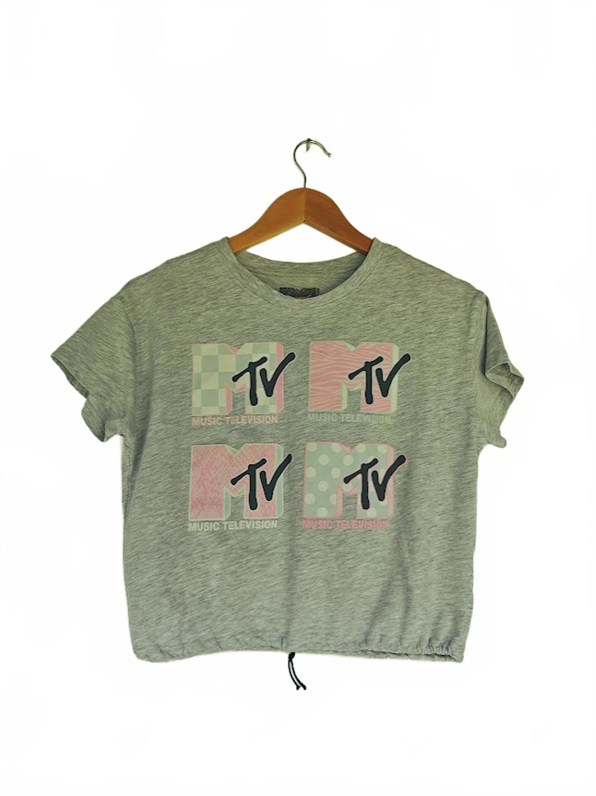 MTV Graphic Crop Tee Gray Retro Crop Top