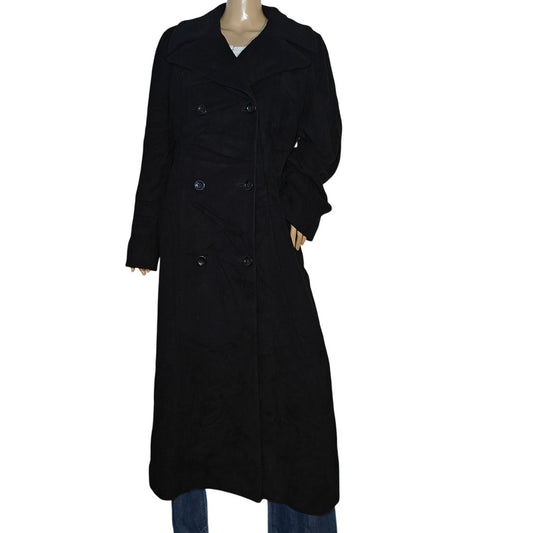 Vintage John Weitz Cashmere & Lambswool Long Black Coat Women’s 16