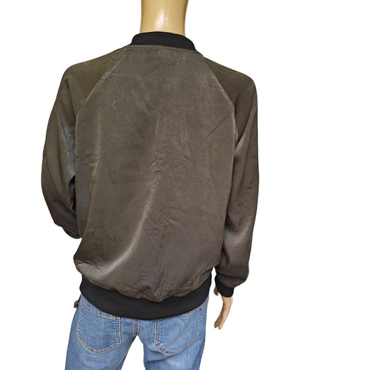 West Kei Floral Embroidered Lightweight Bomber Jacket Zip Front Size S