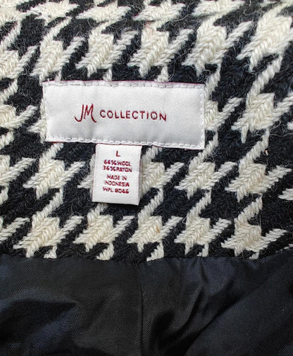 Black White Houndstooth Wool Coat Women’s Size L