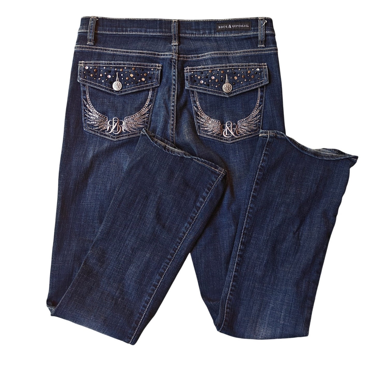 Rock & Republic Kasandra Mid Rise Bootcut Jeans 12M Dark Wash