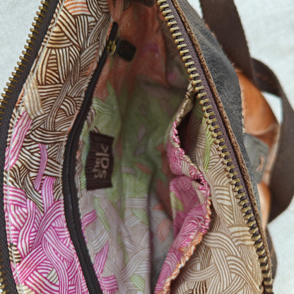 Sakroots The Sak Leather Crossbody Bag Brown Boho Adjustable Strap Small